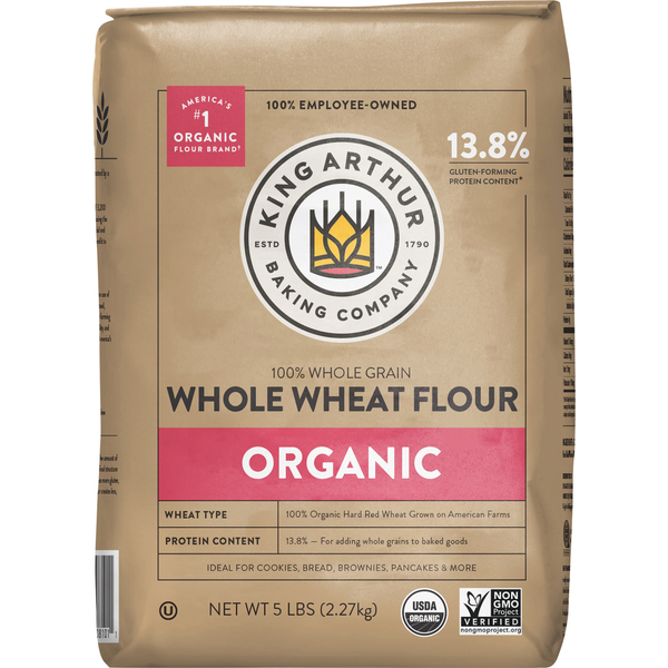 King Arthur Baking Company 100% Organic Whole Wheat Flour, 100% Whole Grain, Non-GMO Project  DestGlow