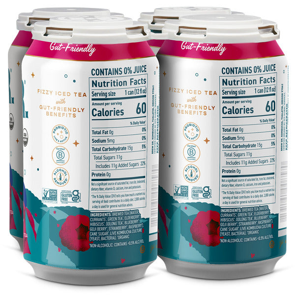 Brew Dr. Kombucha Superberry, w/ Raspberry, Blueberry &amp; Oolong Tea