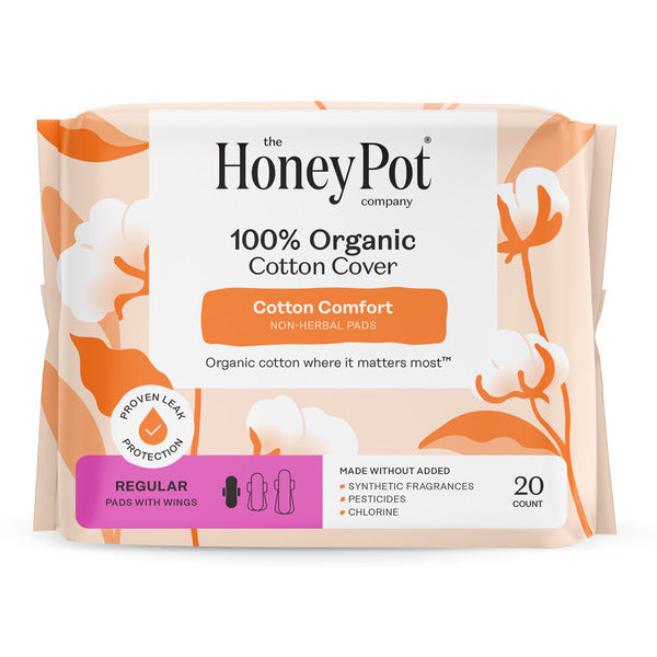 The Honey Pot Company 100% Organic Cotton Comfort Cover Regular Pads  DestGlow