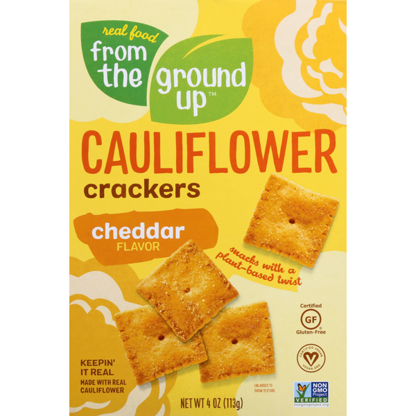 From the Ground Up Cauliflower Crackers, Cheddar Flavor  DestGlow