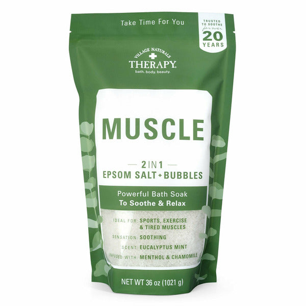 Village Naturals Therapy Muscle Relief Foaming Epsom Bath Soak  DestGlow