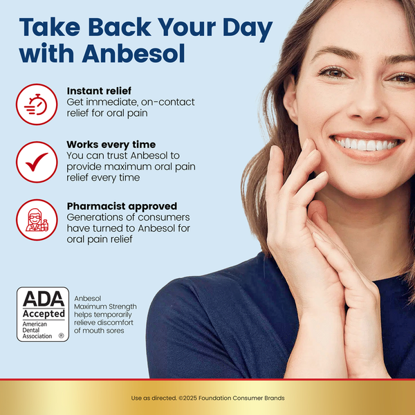 Anbesol Maximum Strength Liquid, Instant Oral Pain Relief  DestGlow