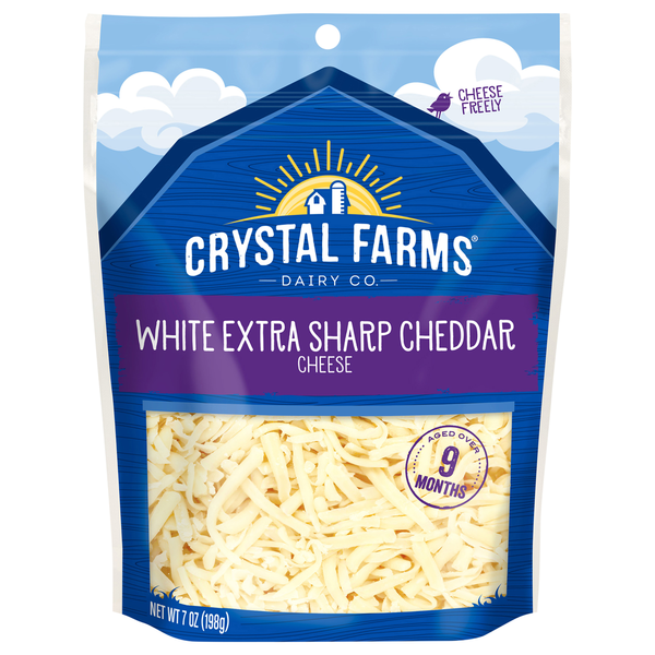 Crystal Farms Cheese, Cheddar, White Extra Sharp  DestGlow