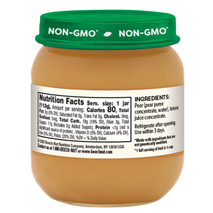 Beech-Nut Stage 2 Baby Food, Pear, 4 oz Jar