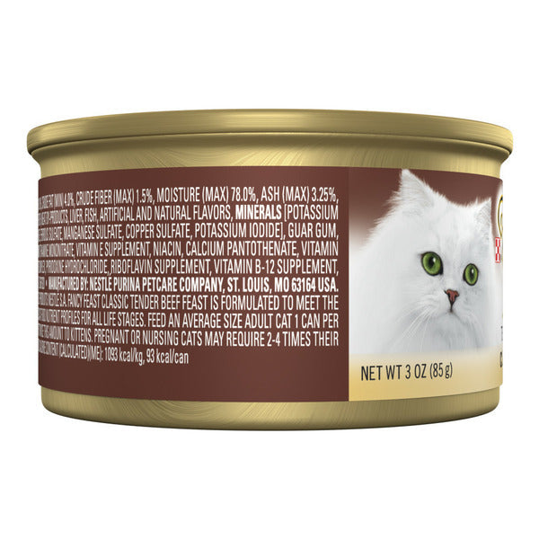 Purina Fancy Feast Tender Beef Feast Classic Grain Free Wet Cat Food Pate  DestGlow