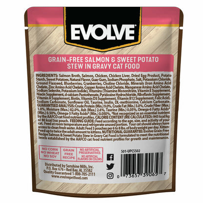EVOLVE Grain Free Salmon &amp; Sweet Potato Stew in Gravy, Wet Cat Food