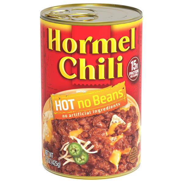 Hormel Chili Hot No Beans, 15 OZ  DestGlow