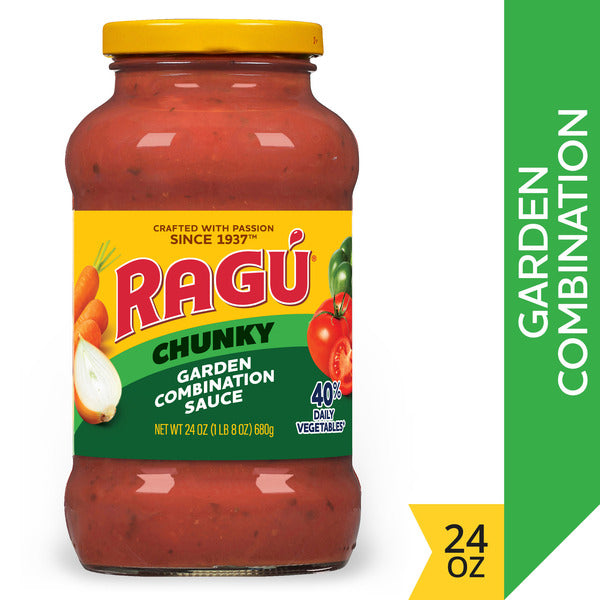 Ragu Chunky Garden Combination Pasta Sauce with Diced Tomatoes, Onions, Celery, Carrots, Zucchini, Green Bell Peppers, 24 oz  DestGlow