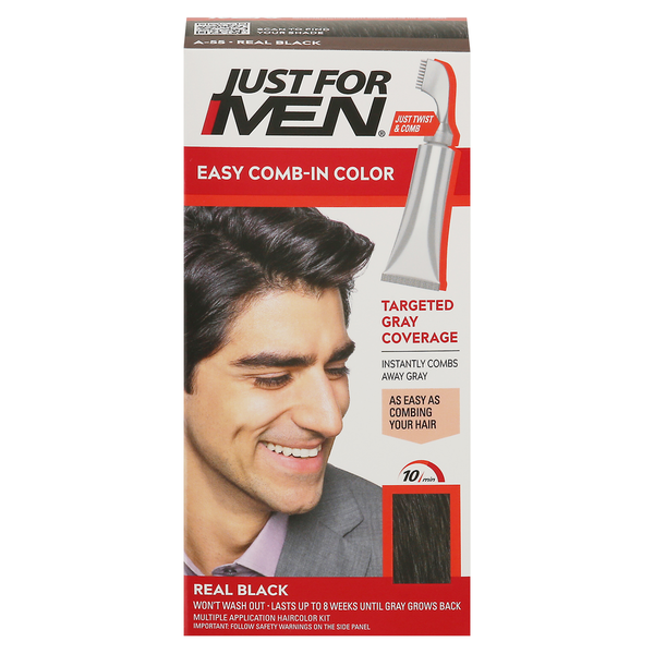 Just For Men Easy Comb-In Color, Real Black A-55  DestGlow