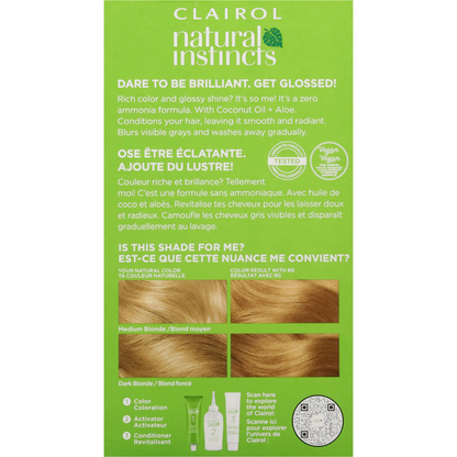 Clairol 8G Medium Golden Blonde Zero Ammonia Vegan Hair Color with Coconut Oil + Aloe  DestGlow