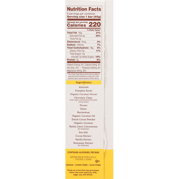 Simple Mills  Nut &amp; Seed Dark Chocolate Sea Salt Trail Bar