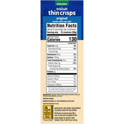 TRISCUIT Organic Original Thin Crisps Crackers