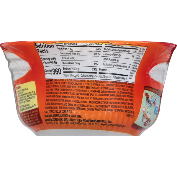 Nongshim Bowl Noodles, Spicy Kimchi Flavor  DestGlow