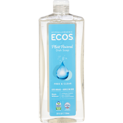 Ecos Dish Soap, Free &amp; Clear, Plant Powered