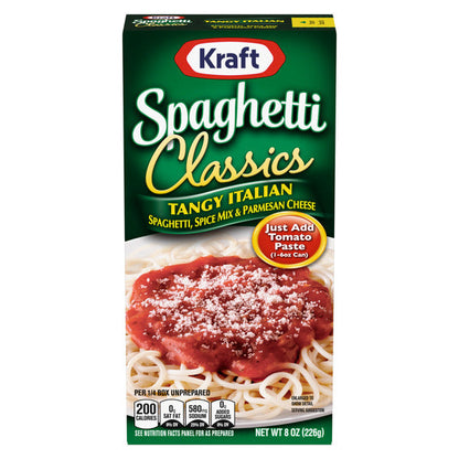 Kraft Spaghetti Classics Tangy Italian Spaghetti, Spice Mix &amp; Parmesan Cheese Meal Mix