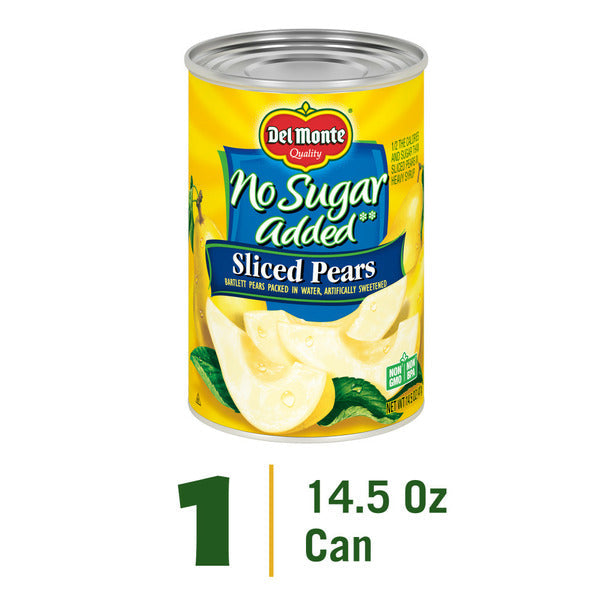 Del Monte No Sugar Added Sliced Bartlett Pears, Canned Fruit  DestGlow