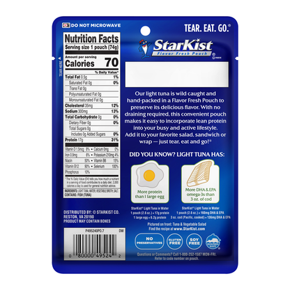 StarKist Chunk Light Tuna in Water, Pouch