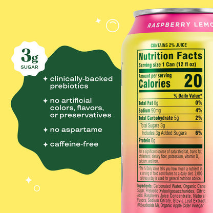 Bloom Pop Raspberry Lemonade Prebiotic Soda
