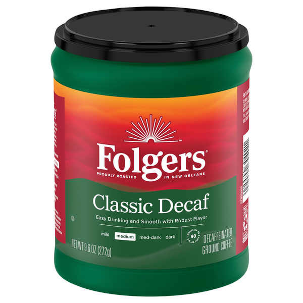 Folgers Coffee, Ground, Medium, Classic Decaf, Decaffeinated  DestGlow