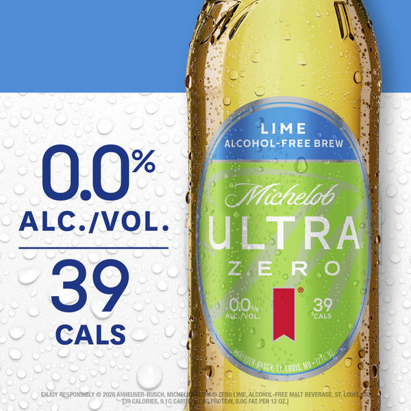 Michelob Ultra Zero Lime Zero Lime Non-Alcoholic American Lager Beer, 6 Pack, 12 Fl Oz Bottles  DestGlow