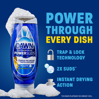 Dawn Platinum Plus PowerSuds Dish Soap, EZ-Squeeze Bottle  DestGlow