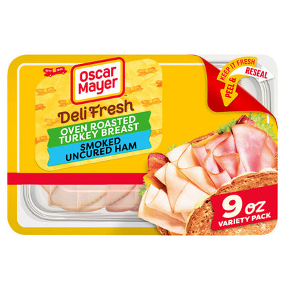 Oscar Mayer Oven Roasted Turkey Breast &amp; Smoked Uncured Ham Sliced Deli Sandwich Lunch Meat