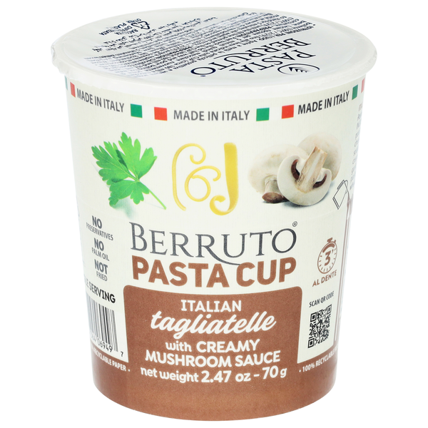 Berruto Italian Tagliatelle with Creamy Mushroom Sauce Pasta Cup  DestGlow