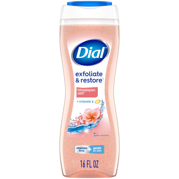 Dial Body Wash, Exfoliate &amp; Restore Himalayan Salt, 16 Fl Oz (Pack of 4)  DestGlow