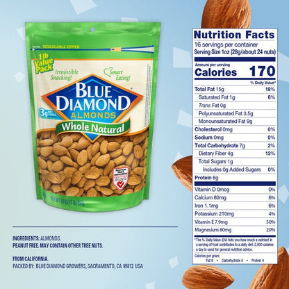 Blue Diamond Almonds, Whole Natural