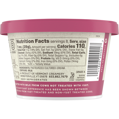 Vermont Creamery Cultured Cream, Creme Fraiche, French-Style