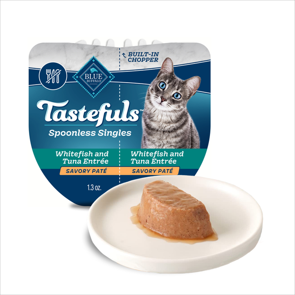 Blue Buffalo Tastefuls Spoonless Singles Wet Cat Food, Whitefish and Tuna, Twin Pack Cups  DestGlow