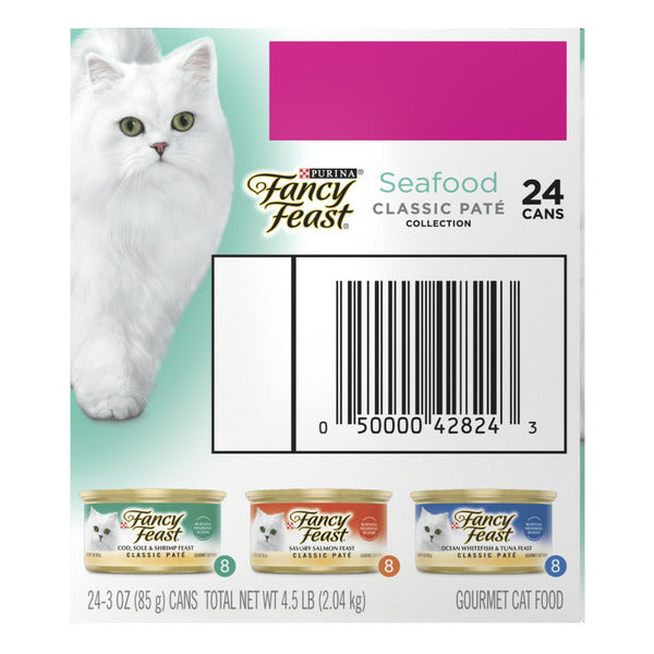 Purina Fancy Feast Seafood Classic Pate Collection Grain Free Wet Cat Food
