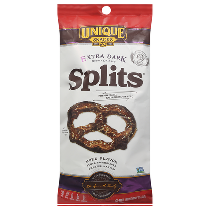 Unique Snacks Splits" Split-Open Pretzel Extra Dark