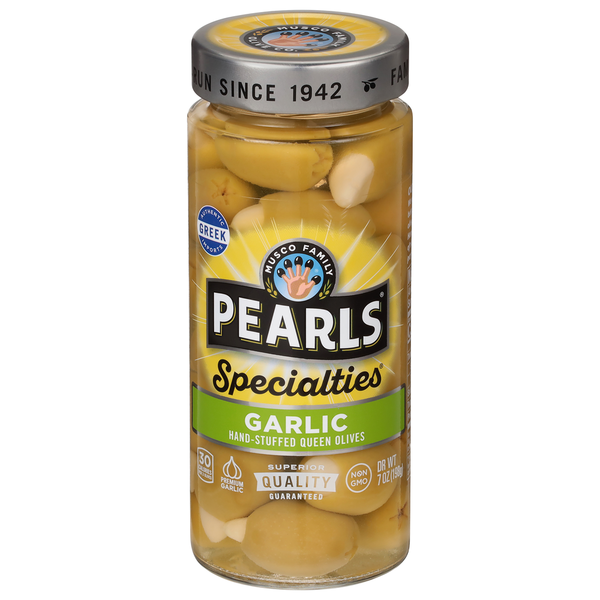 Pearls Specialties Garlic Stuffed Queen Olives  DestGlow