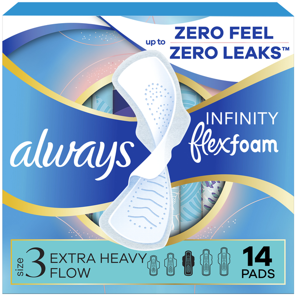 Always Infinity Extra Heavy Sanitary Pads with Wings Unscented  DestGlow