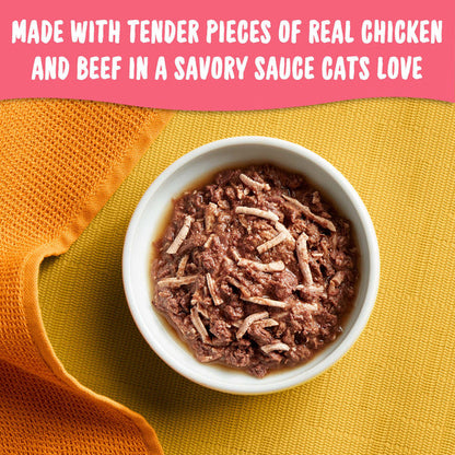 Meow Mix Tenders in Sauce Wet Cat Food With REAL Chicken &amp; Beef