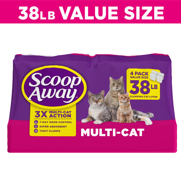 Scoop Away Multi Cat Litter, Meadow Fresh Scent, Clumping Litter Locks in Liquid and Odor  DestGlow