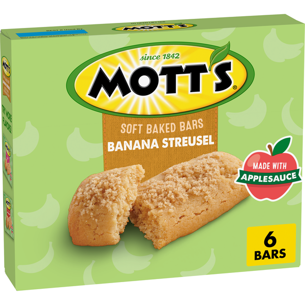 Mott’s Soft Baked Bars, Banana Streusel, Made with Applesauce, 6 Ct