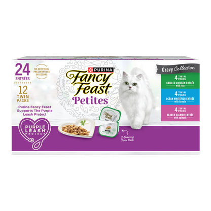 Purina Fancy Feast Gourmet Wet Cat Food , Petites Gravy Collection, break-apart tubs, 24 servings  DestGlow
