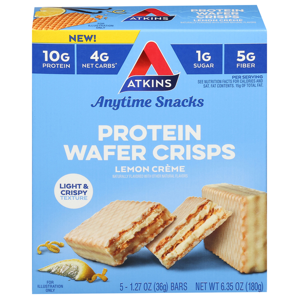 Atkins Wafer Crisps, Protein, Lemon Creme