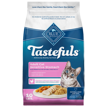 Blue Buffalo Tastefuls Sensitive Stomach Natural Adult Dry Cat Food, Chicken  DestGlow