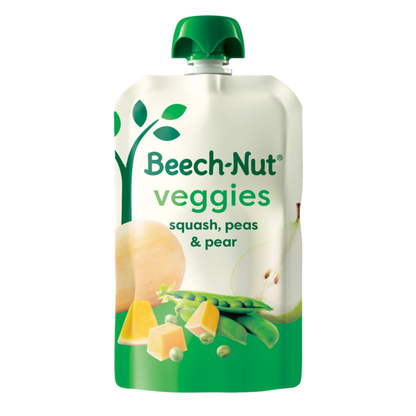 Beech-Nut Veggies Stage 2 Baby Food, Squash Peas &amp; Pears, 3.5 oz Pouch