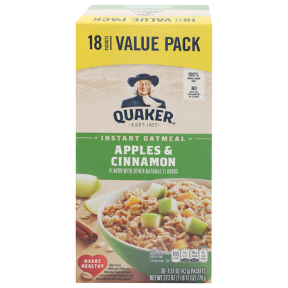 Quaker Instant Oatmeal, Apples &amp; Cinnamon - Pack