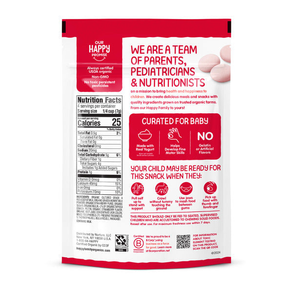 Happy Baby Organics Organics Organic Yogis Freeze-Dried Yogurt &amp; Fruit Snacks Strawberry 1 oz UNIT