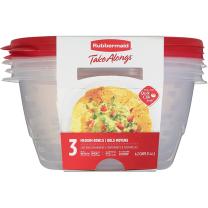Rubbermaid Containers &amp; Lids, Medium Bowls, 6.2 Cups