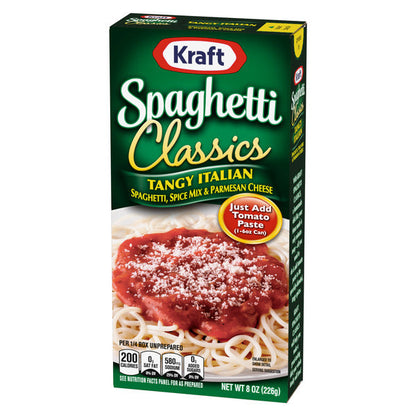 Kraft Spaghetti Classics Tangy Italian Spaghetti, Spice Mix &amp; Parmesan Cheese Meal Mix