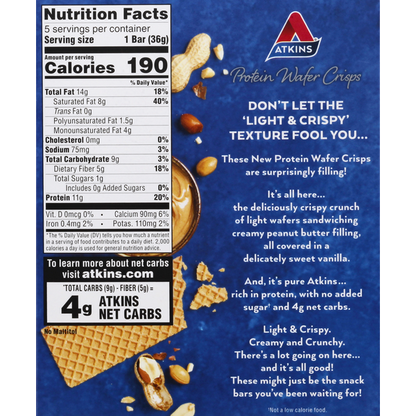 Atkins Protein Wafer Crisps, Peanut Butter
