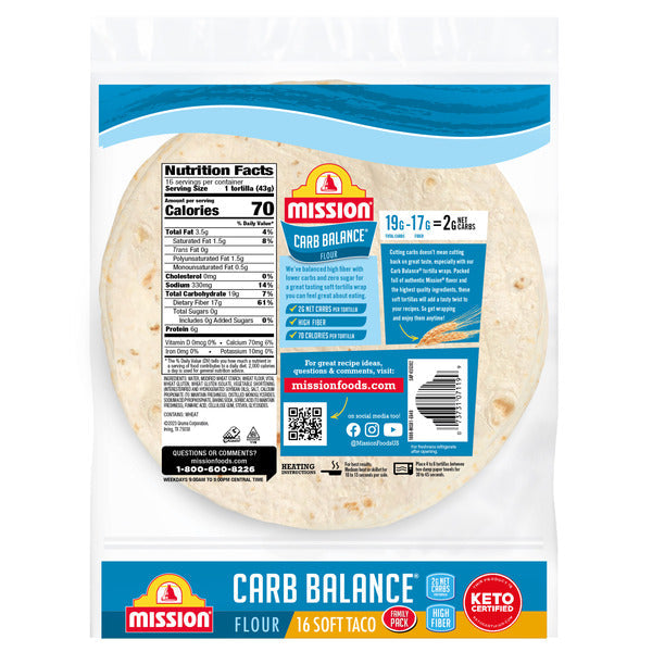 Mission Carb Balance Soft Taco Flour Tortillas  DestGlow