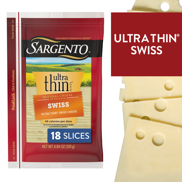 Sargento Ultra Thin® Natural Swiss Sliced Cheese, 18 Slices  DestGlow