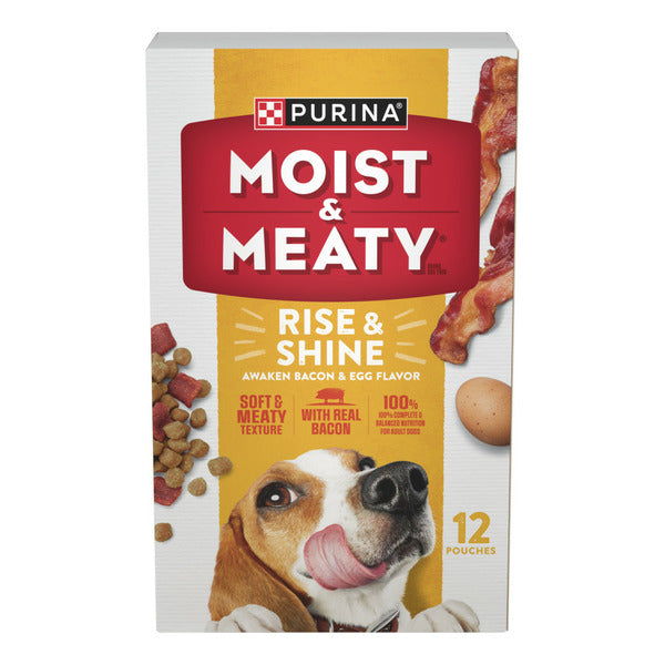 Purina Moist &amp; Meaty Rise and Shine Awaken Bacon and Egg Flavor Soft Dog Food Pouches  DestGlow